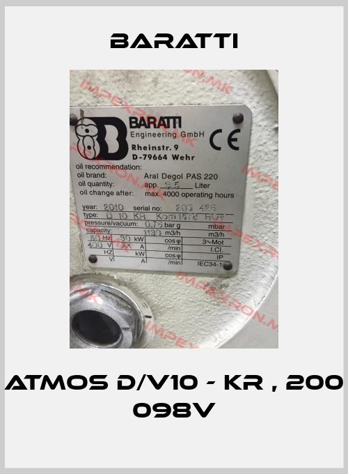 Baratti-ATMOS D/V10 - KR , 200 098Vprice