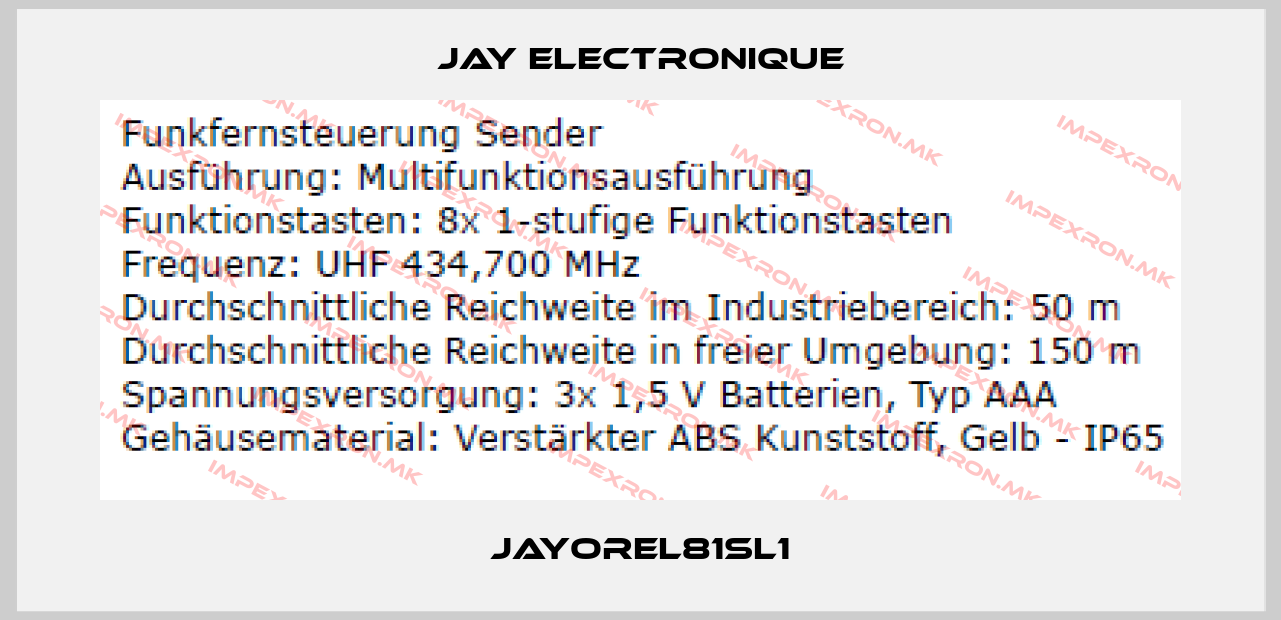 JAY Electronique-JAYOREL81SL1price