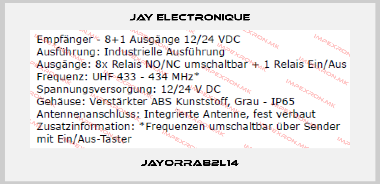 JAY Electronique-JAYORRA82L14price