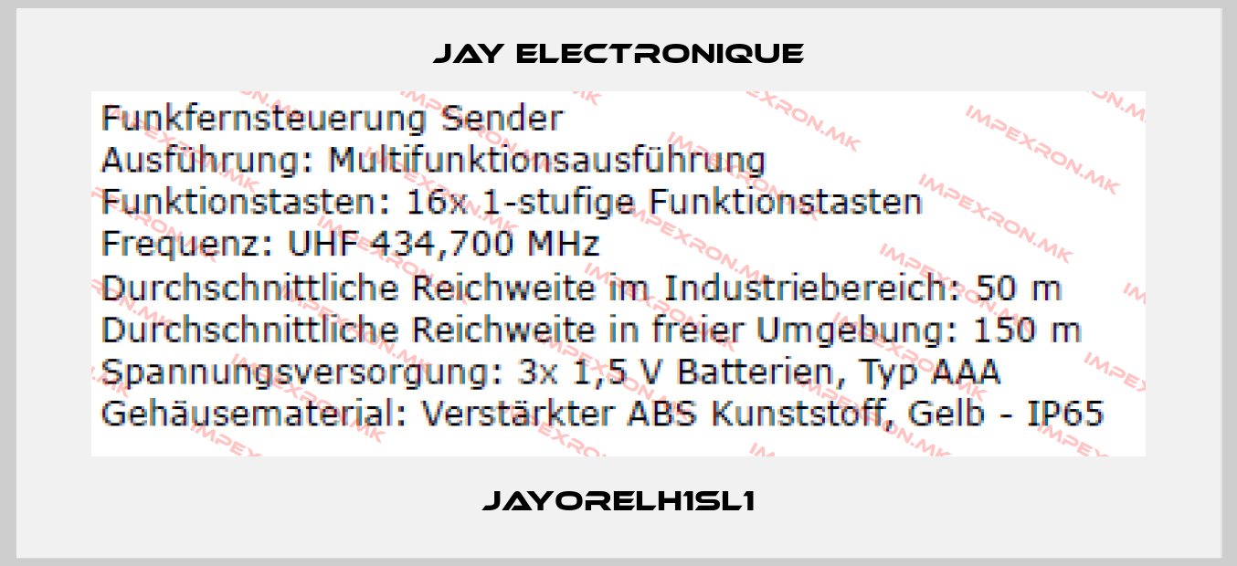 JAY Electronique-JAYORELH1SL1price