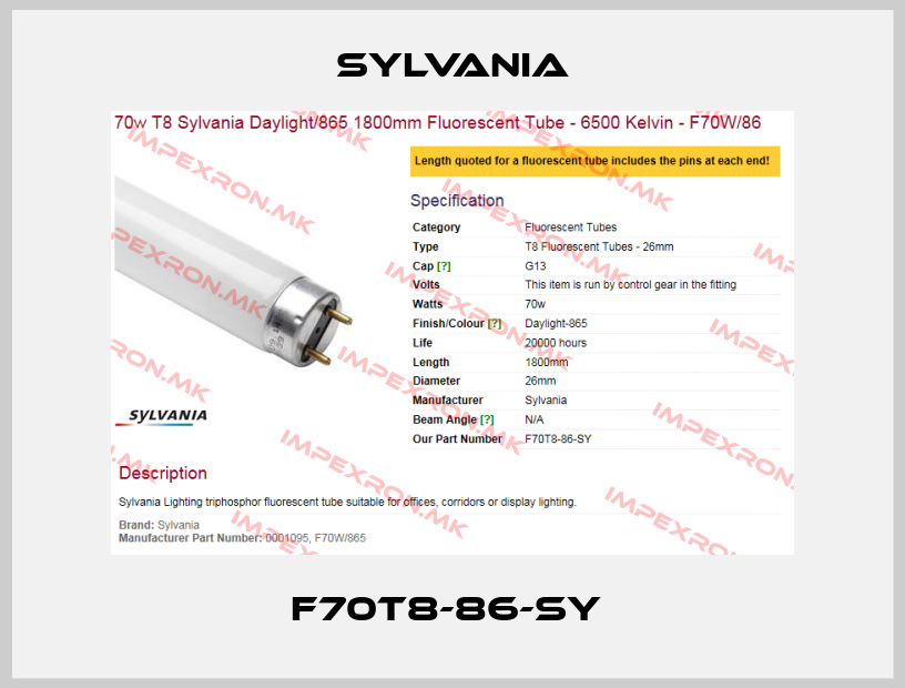 Sylvania-F70T8-86-SY price