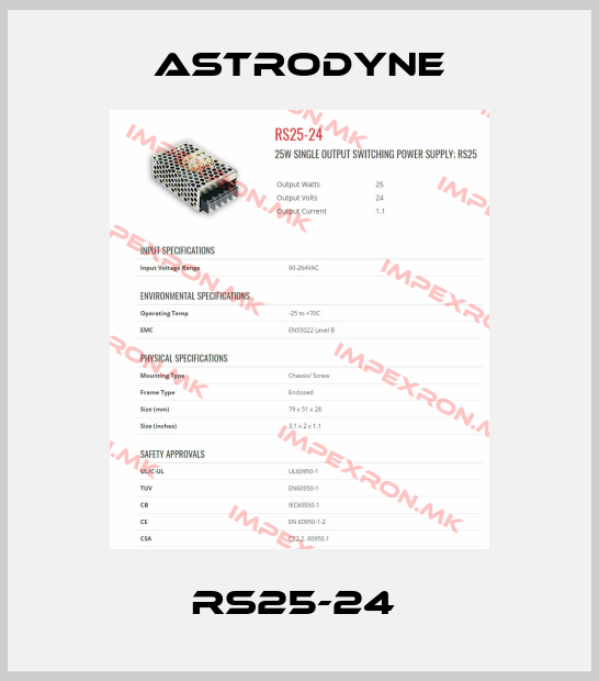 Astrodyne- RS25-24 price