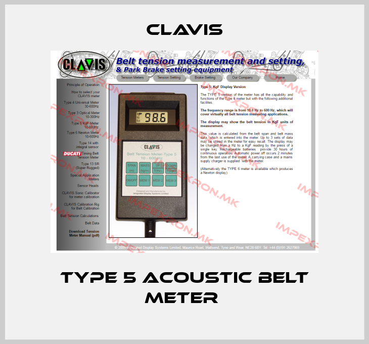 Clavis-Type 5 acoustic belt meter price