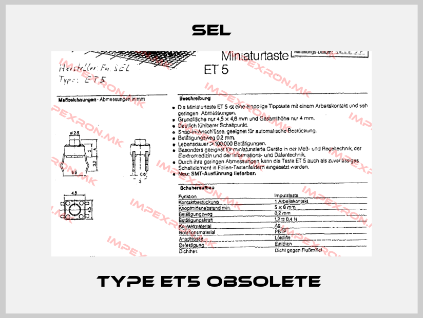 Sel-Type ET5 obsolete price