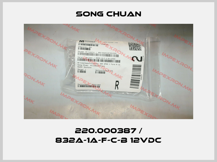 SONG CHUAN-220.000387 / 832A-1A-F-C-B 12VDCprice
