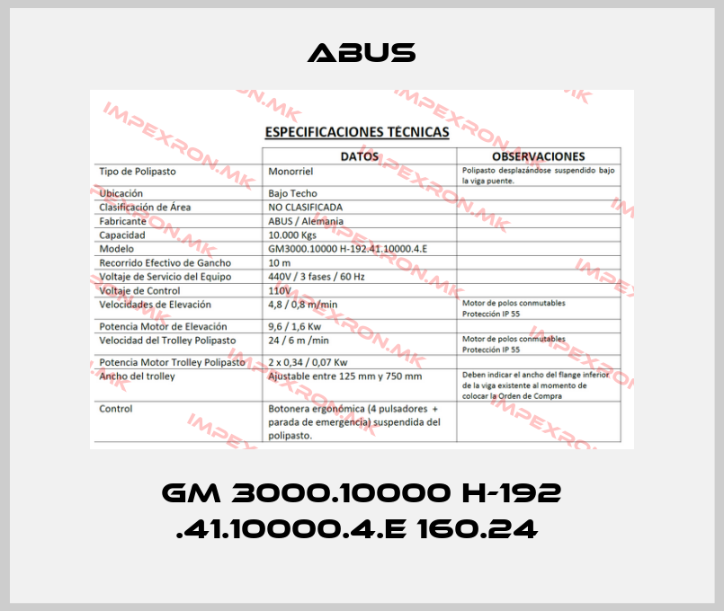 Abus-GM 3000.10000 H-192 .41.10000.4.E 160.24 price