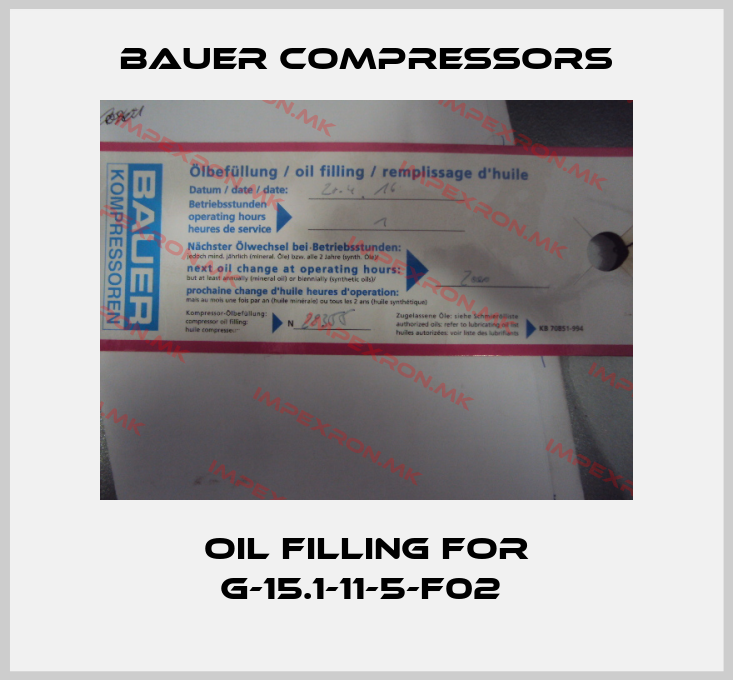 Bauer Compressors-Oil filling for G-15.1-11-5-F02 price