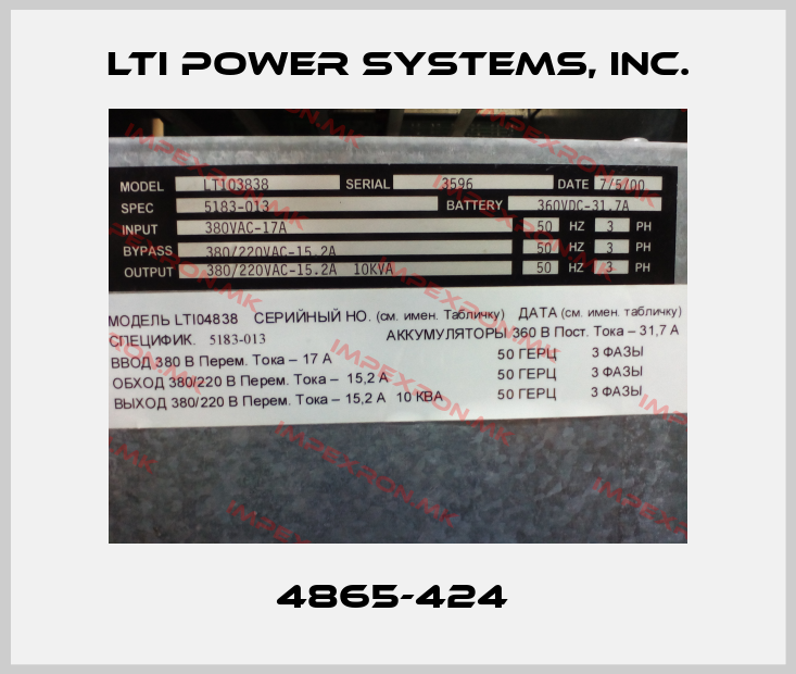 LTI Power Systems, Inc.-4865-424 price