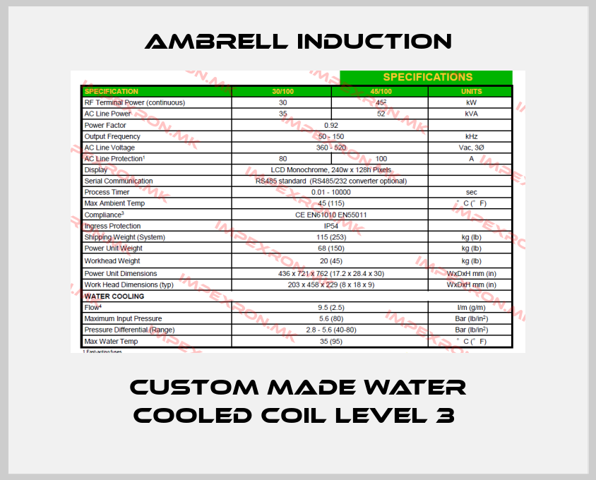 Ambrell Induction-Custom made water cooled coil level 3 price