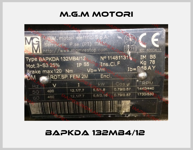 M.G.M MOTORI-BAPKDA 132MB4/12 price