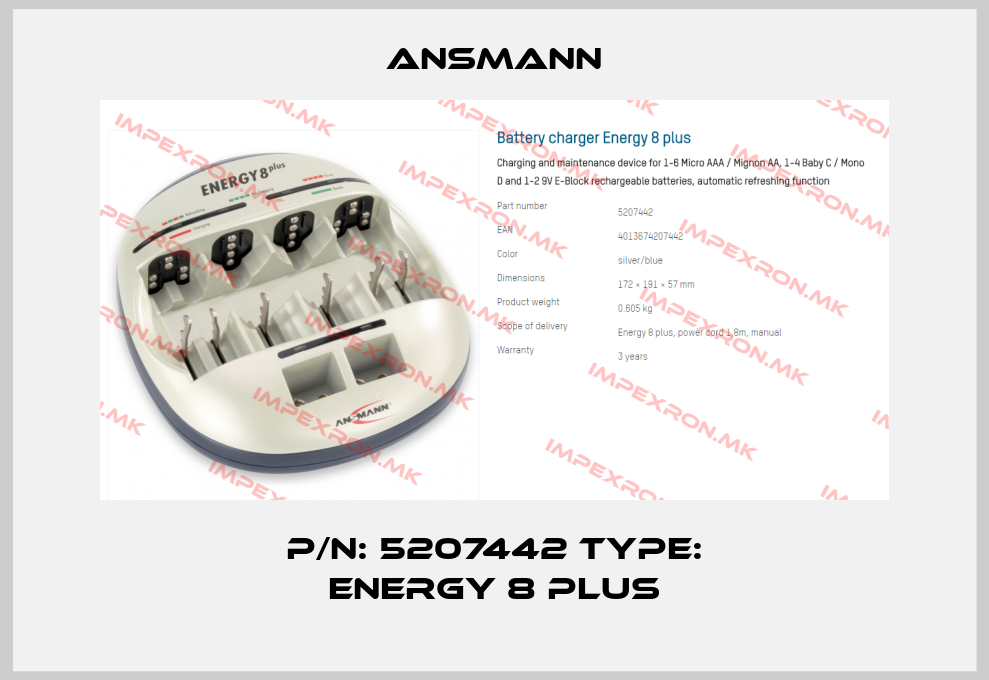 Ansmann-P/N: 5207442 Type: Energy 8 plusprice