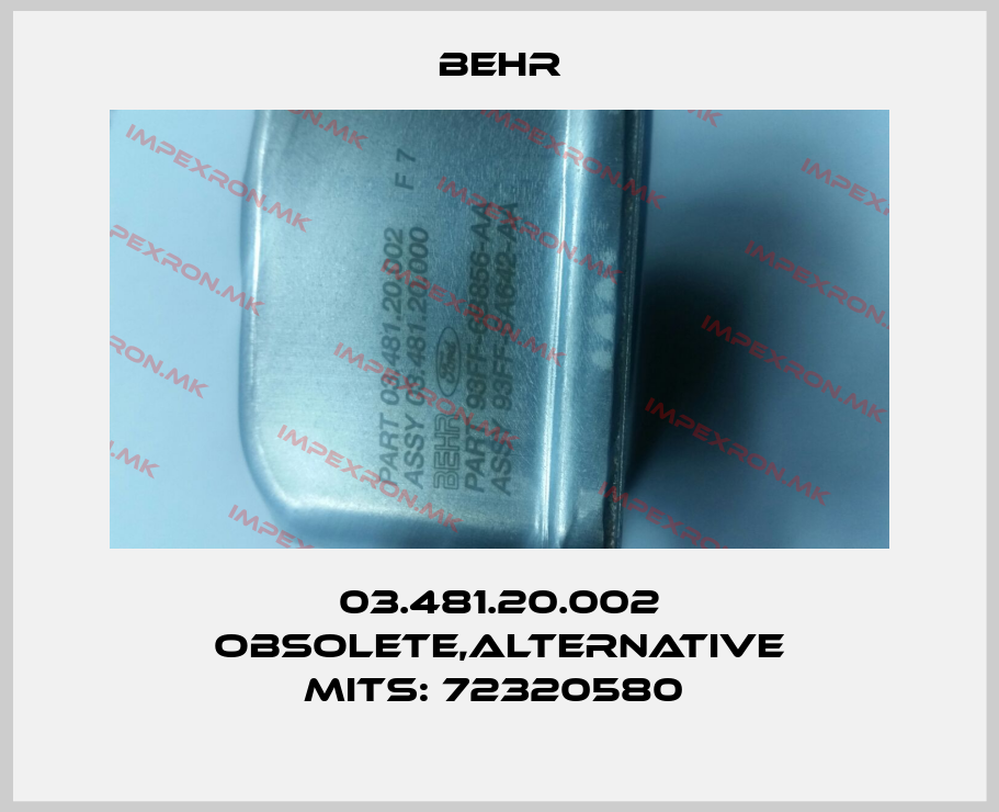 Behr-03.481.20.002 obsolete,alternative MITS: 72320580 price