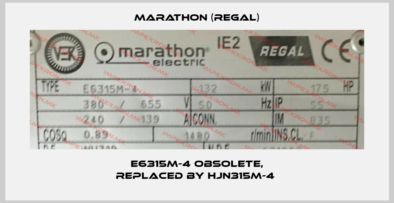 Marathon (Regal)-E6315M-4 obsolete, replaced by HJN315M-4 price