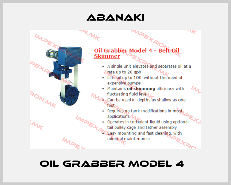 Abanaki-Oil Grabber Model 4  price