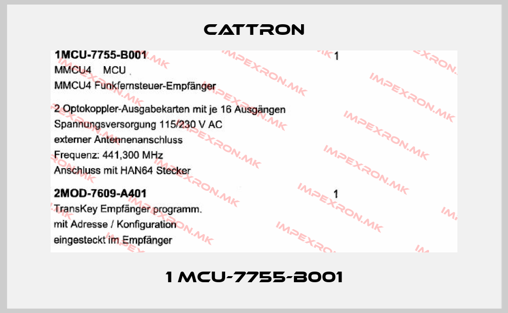 Cattron-1 MCU-7755-B001price