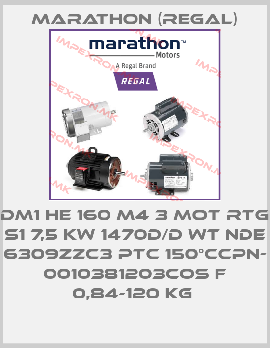 Marathon (Regal)-DM1 HE 160 M4 3 MOT RTG S1 7,5 KW 1470D/D WT NDE 6309ZZC3 PTC 150°CCPN- 0010381203COS F 0,84-120 KG price