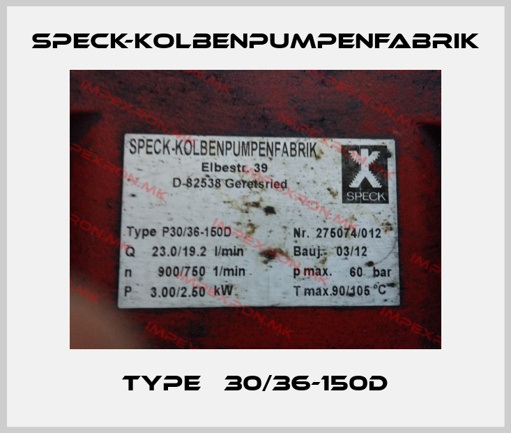 SPECK-KOLBENPUMPENFABRIK-Type Р30/36-150Dprice