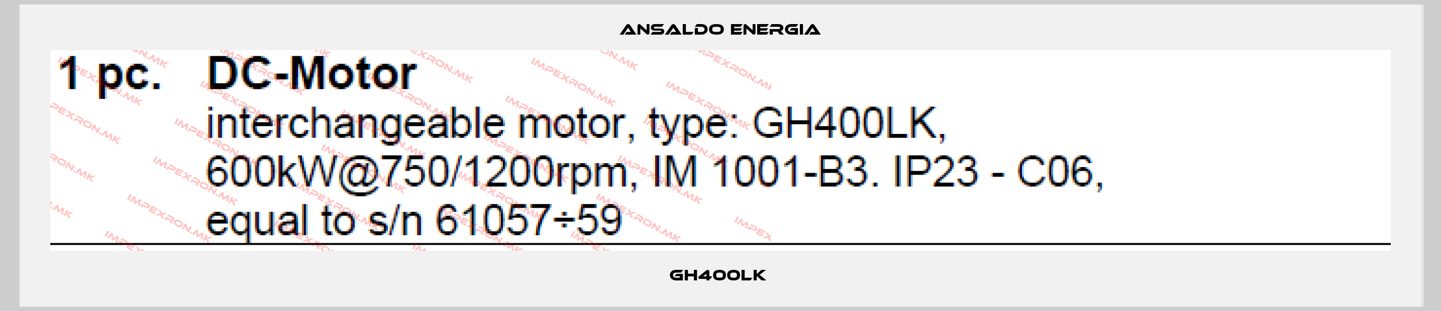 ANSALDO ENERGIA-GH400LK price