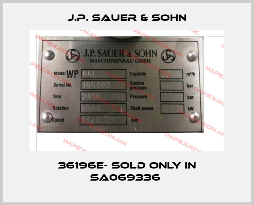 J.P. Sauer & Sohn-36196E- sold only in SA069336 price
