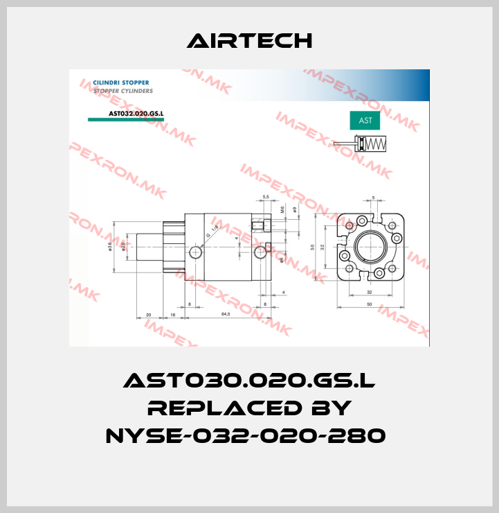 Airtech-AST030.020.GS.L REPLACED BY NYSE-032-020-280 price