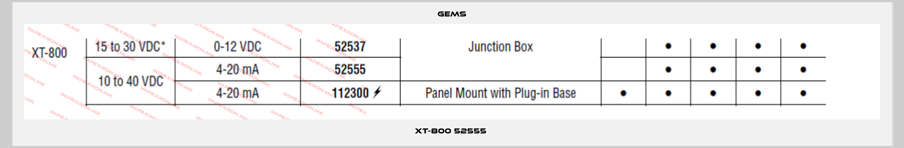 Gems-XT-800 52555 price