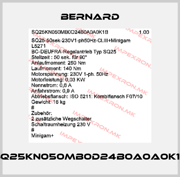 Bernard-SQ25KN050MB0D24B0A0A0K1Bprice
