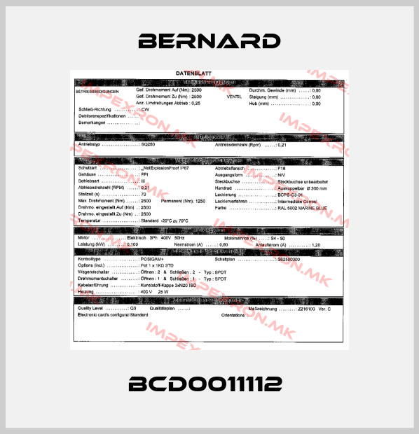 Bernard-BCD0011112 price