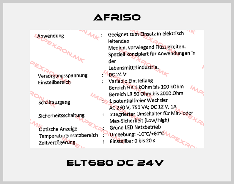Afriso-ELT680 DC 24V price