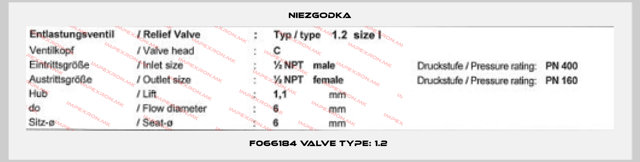 Niezgodka-F066184 Valve type: 1.2 price