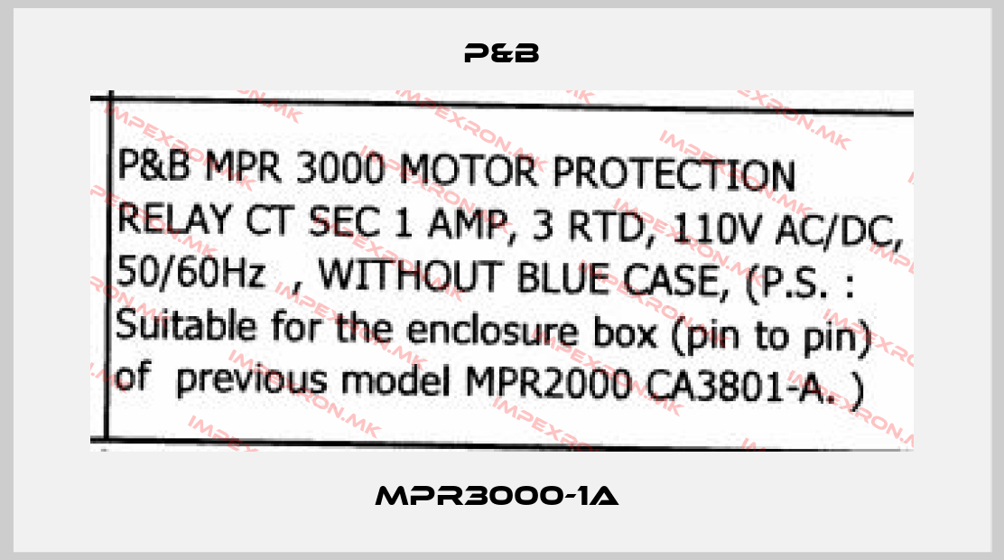 P&B-MPR3000-1A price
