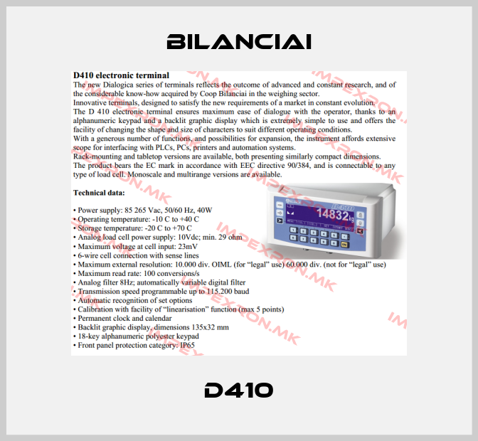 Bilanciai-D410price