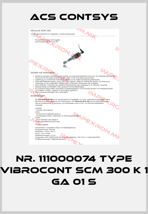 ACS CONTSYS-Nr. 111000074 Type Vibrocont SCM 300 K 1 GA 01 Sprice