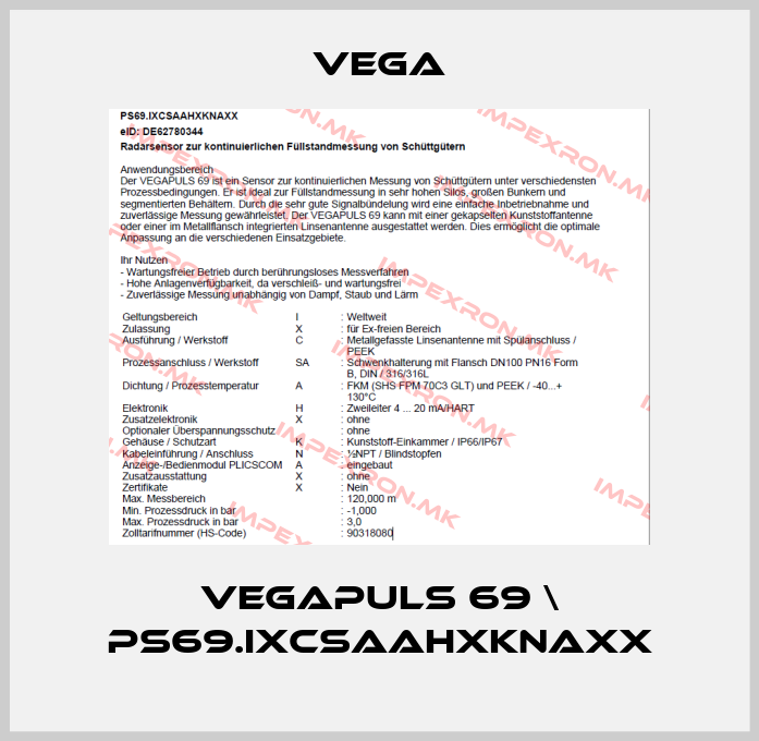 Vega-VEGAPULS 69 \ PS69.IXCSAAHXKNAXXprice