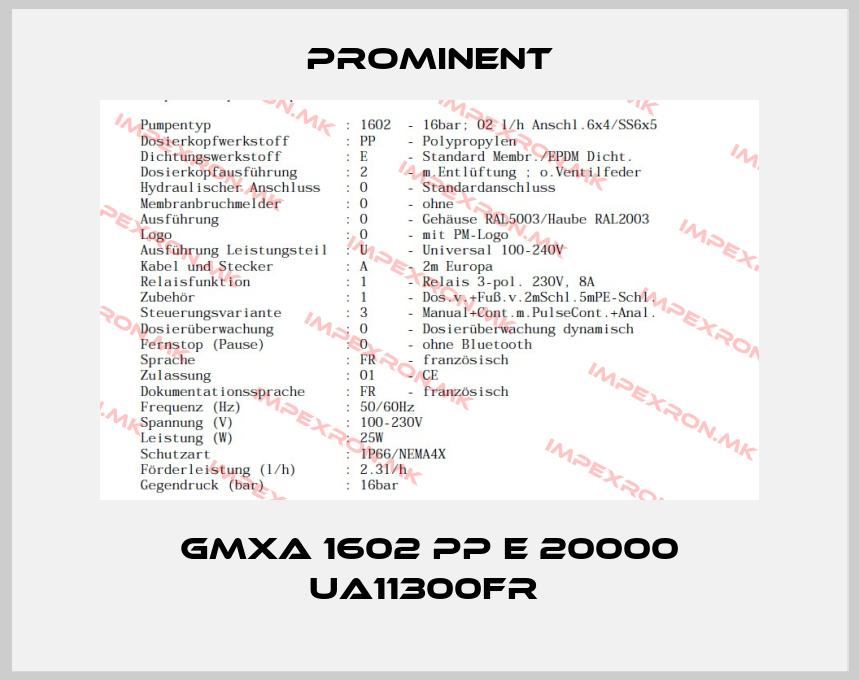 ProMinent-GMXA 1602 PP E 20000 UA11300FR price