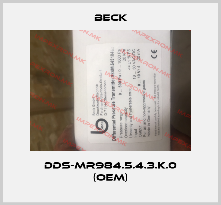 Beck-DDS-MR984.5.4.3.K.0 (OEM)price