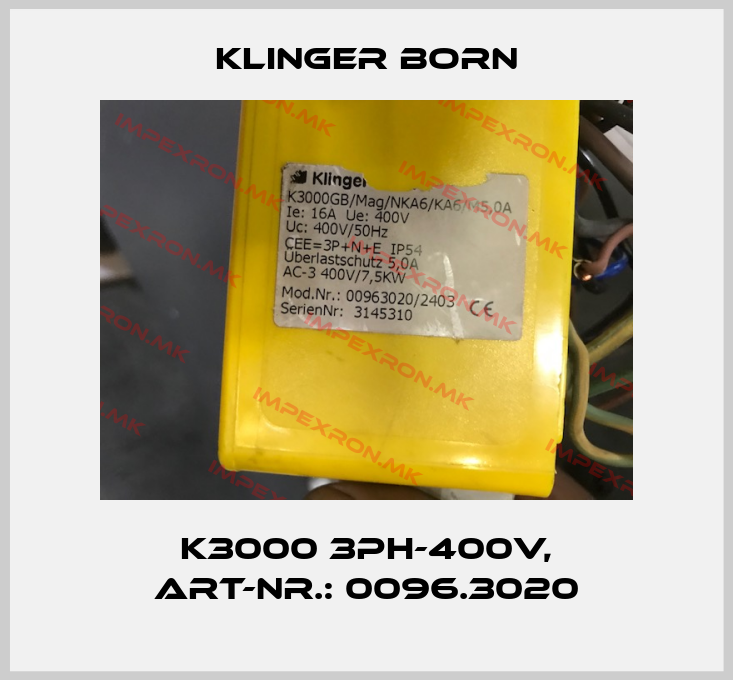 Klinger Born-K3000 3Ph-400V, Art-Nr.: 0096.3020price