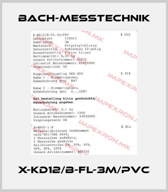 Bach-messtechnik-X-KD12/B-FL-3m/PVCprice