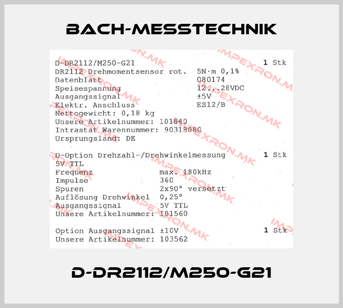 Bach-messtechnik-D-DR2112/M250-G21price