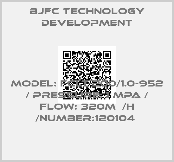 BJFC TECHNOLOGY DEVELOPMENT-MODEL: FCLT-200/1.0-952 / PRESSURE: 1 MPA / FLOW: 320M/H /NUMBER:120104 price