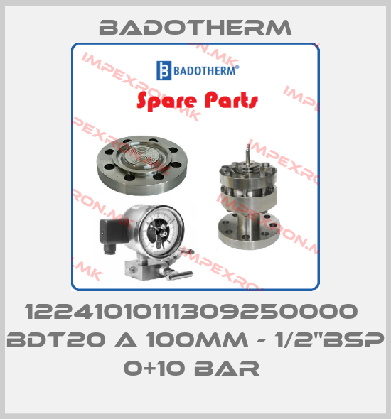 Badotherm-12241010111309250000  BDT20 A 100MM - 1/2"BSP 0+10 BAR price