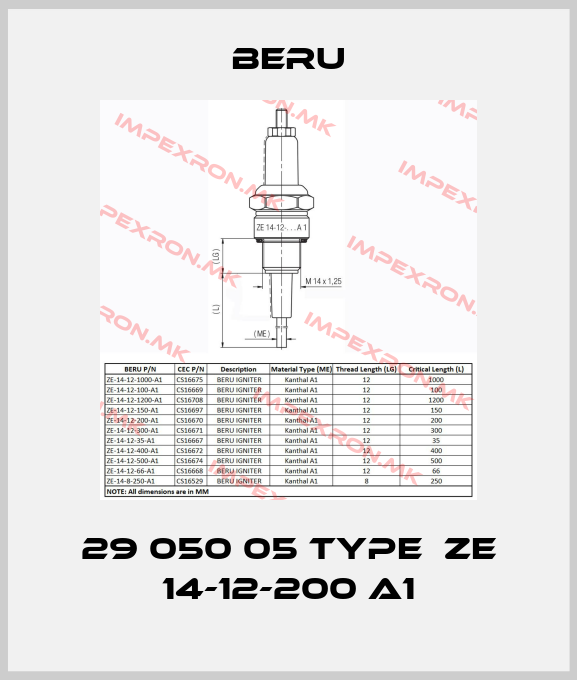 Beru-29 050 05 Type  ZE 14-12-200 A1price