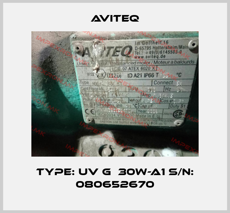 Aviteq-Type: UV G  30W-A1 S/N: 080652670price