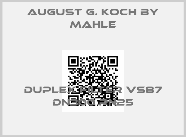 August G. Koch By Mahle-Duplex filter VS87 DN300 PN25price