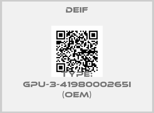 Deif-Type: GPU-3-4198000265I (OEM)price