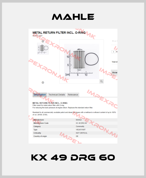 MAHLE-KX 49 DRG 60price
