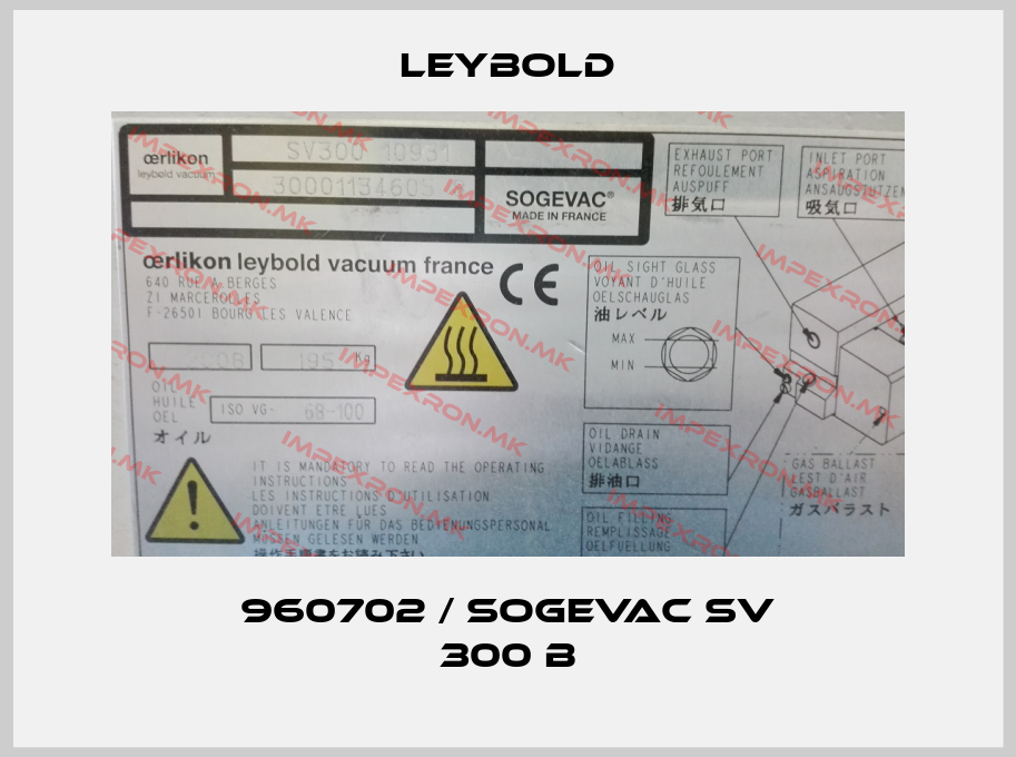Leybold-960702 / SOGEVAC SV 300 Bprice