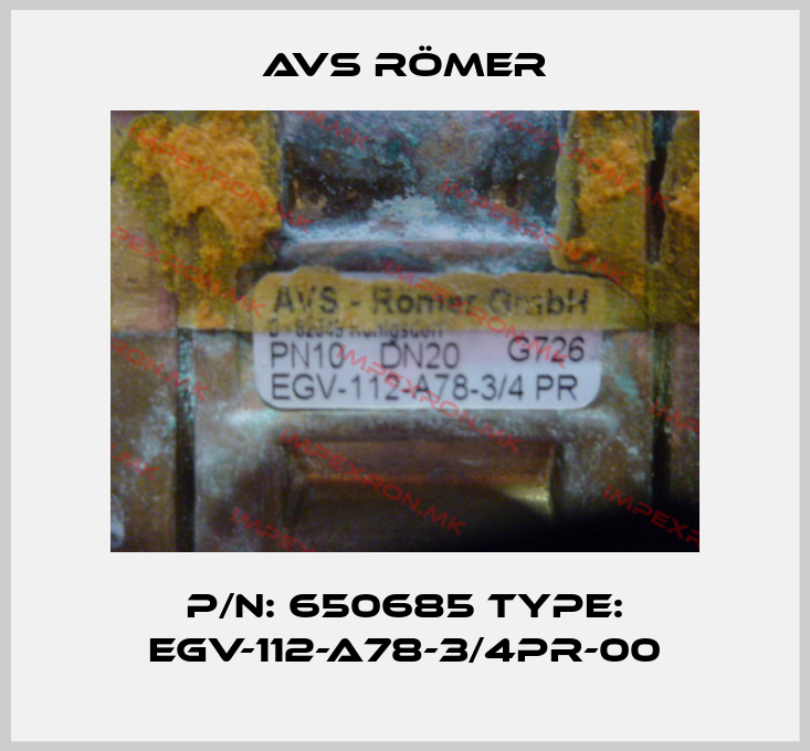 Avs Römer-p/n: 650685 type: EGV-112-A78-3/4PR-00price