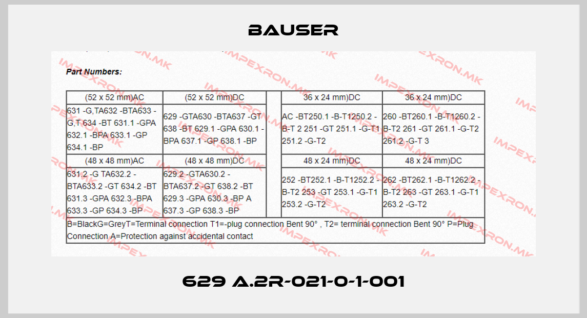 Bauser-629 A.2R-021-0-1-001price