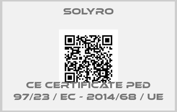 SOLYRO-CE certificate PED 97/23 / EC - 2014/68 / UEprice