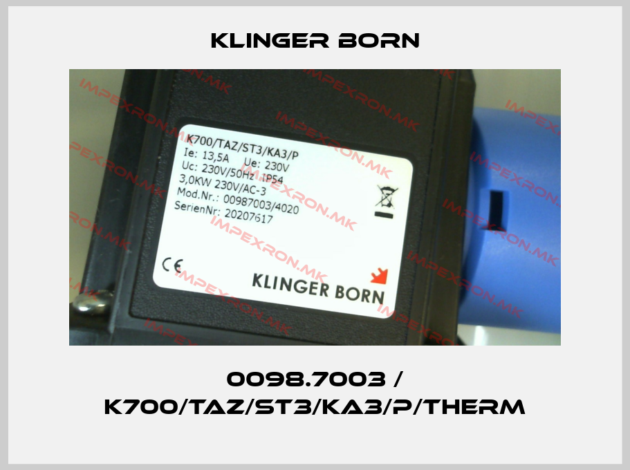 Klinger Born-0098.7003 / K700/TAZ/ST3/KA3/P/Thermprice